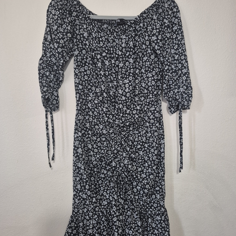 ZARA Floral Black and White Dress
